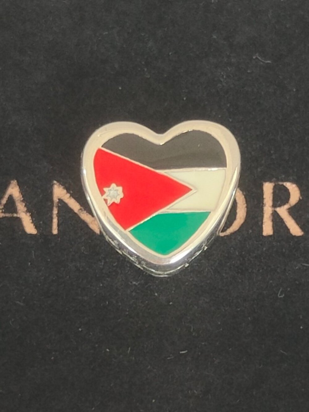 Pandora Jordan Flag Heart Charm Bead Pendant